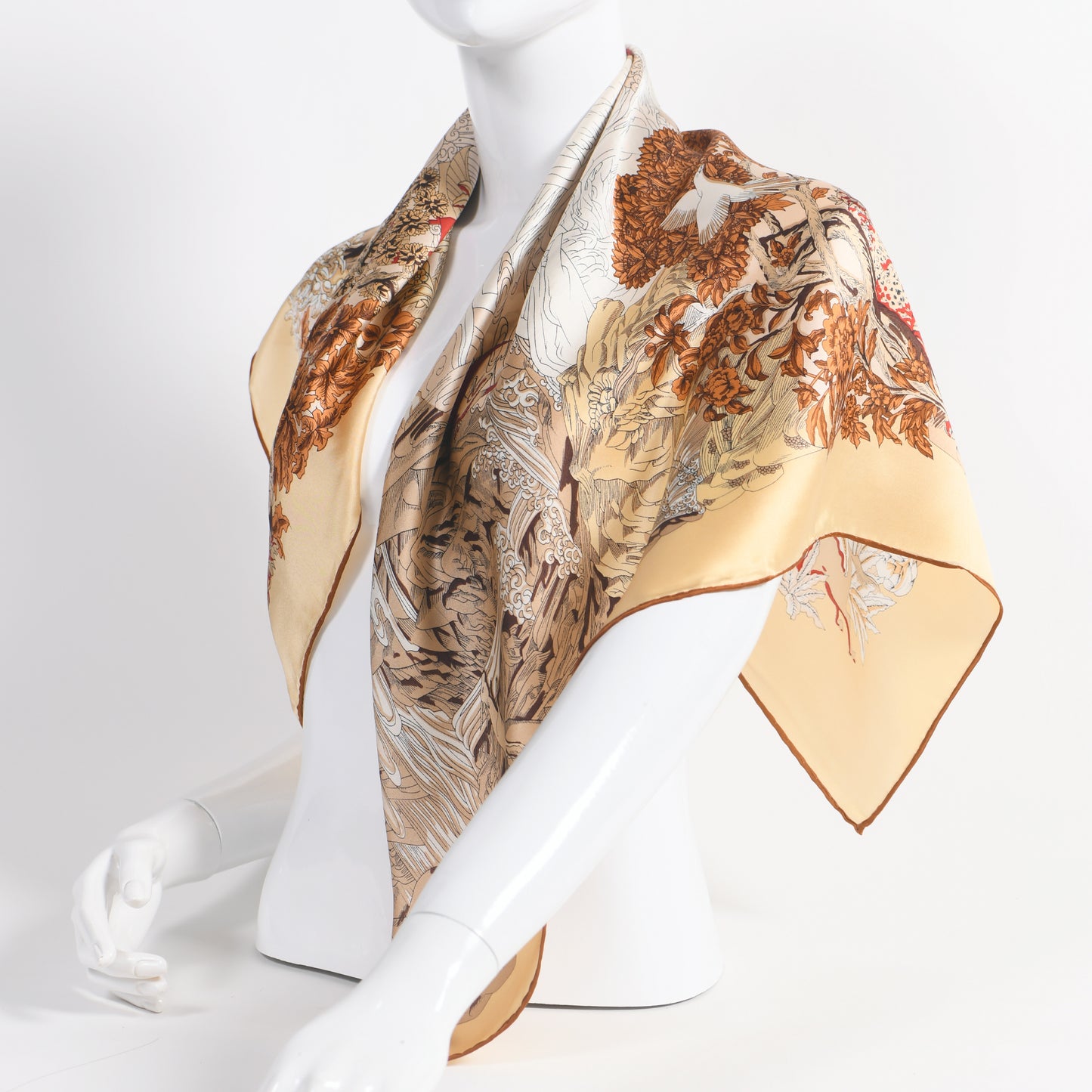 Golden caramel silk scarf