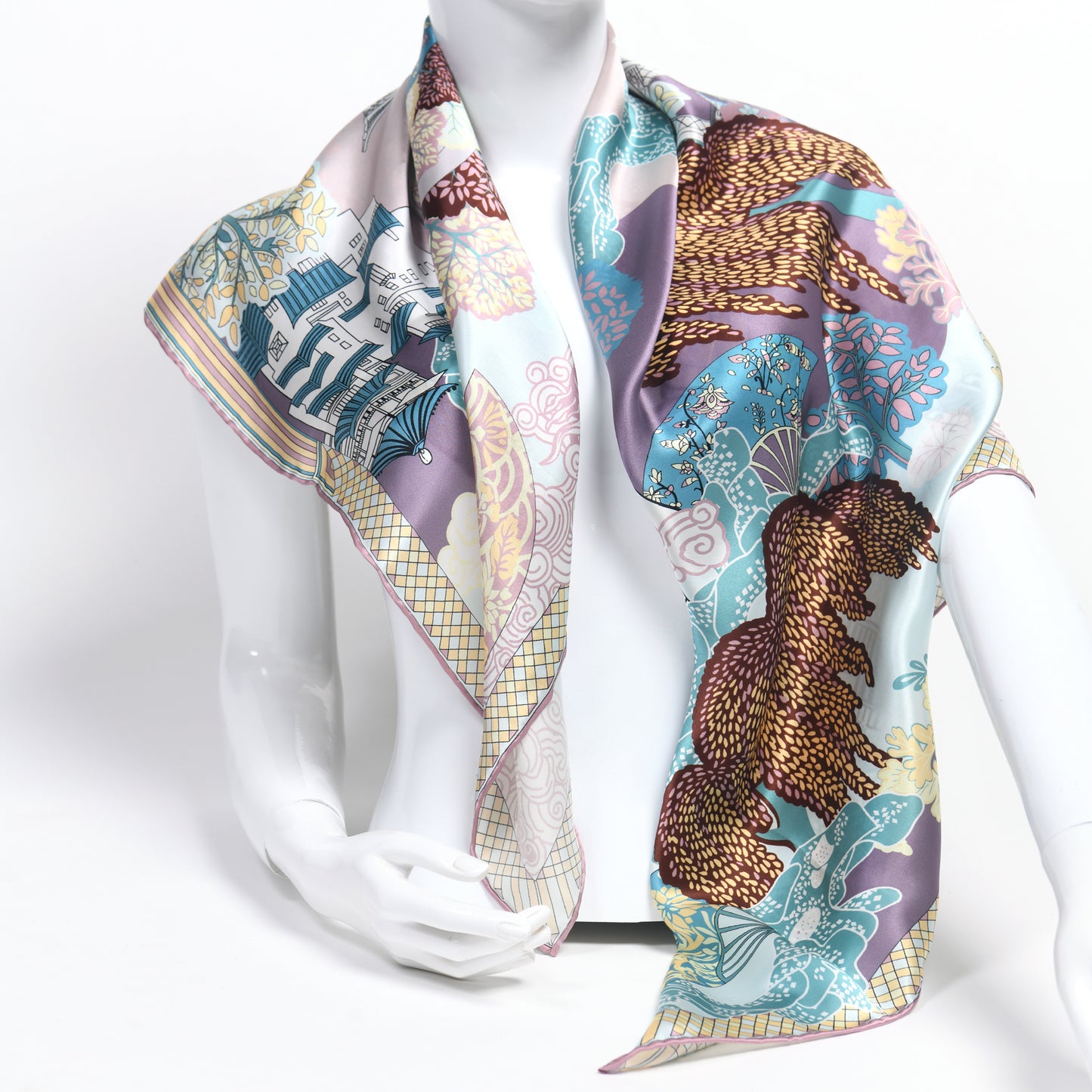 Oriental Garden Silk Scarf – Purple Edition
