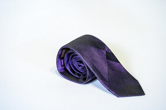 Modern Tonal Geometric Block Silk Tie